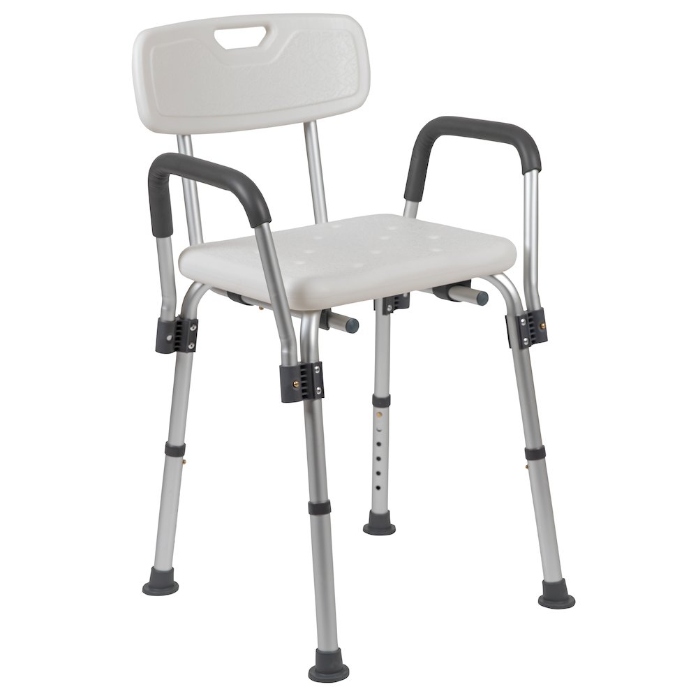 300 Lb. Capacity, Adjustable White Bath, Shower Chair with Depth Adjustable Back. Picture 10