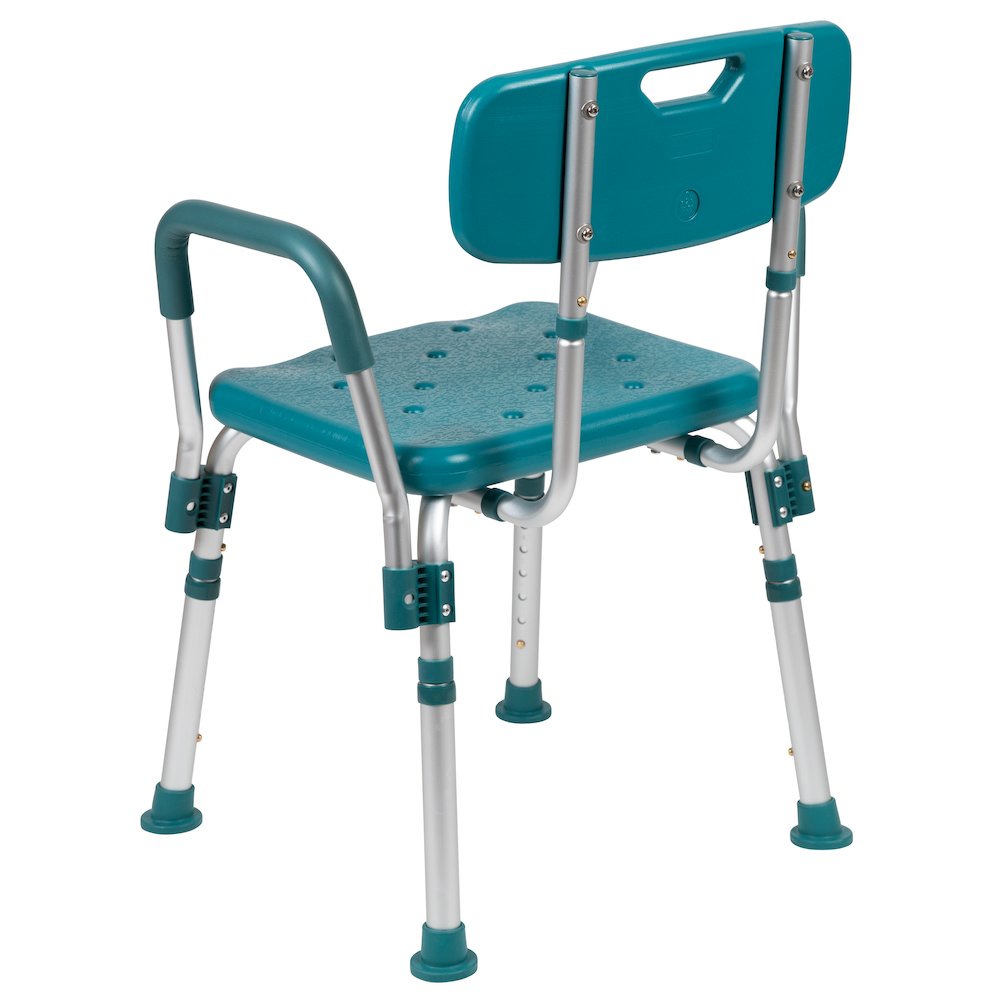 300 Lb. Capacity Adjustable Teal Bath, Shower Chair with Quick Release Back. Picture 11
