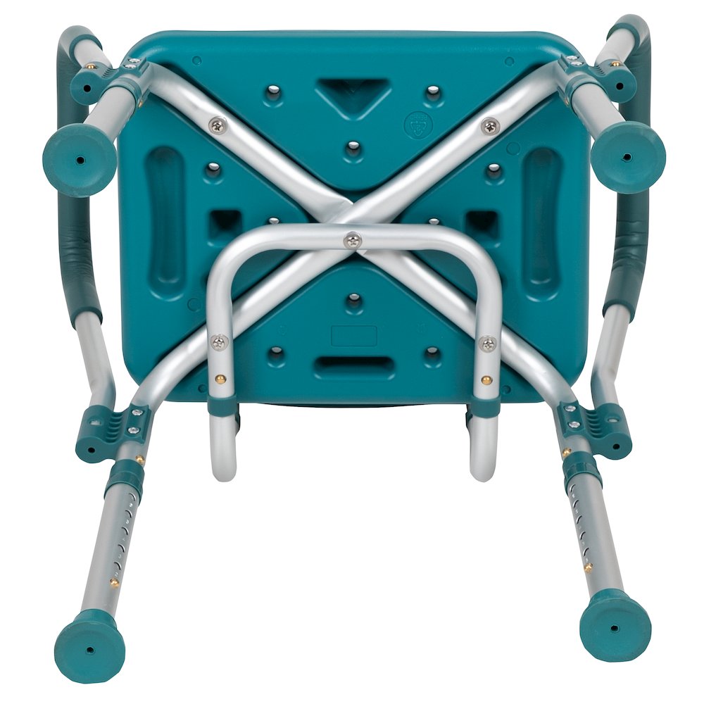 300 Lb. Capacity Adjustable Teal Bath, Shower Chair with Quick Release Back. Picture 16