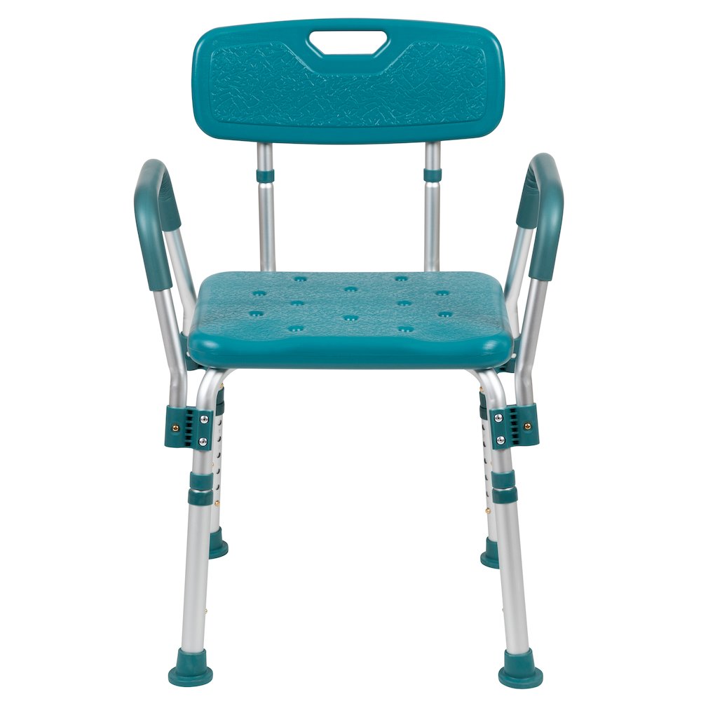 300 Lb. Capacity Adjustable Teal Bath, Shower Chair with Quick Release Back. Picture 14