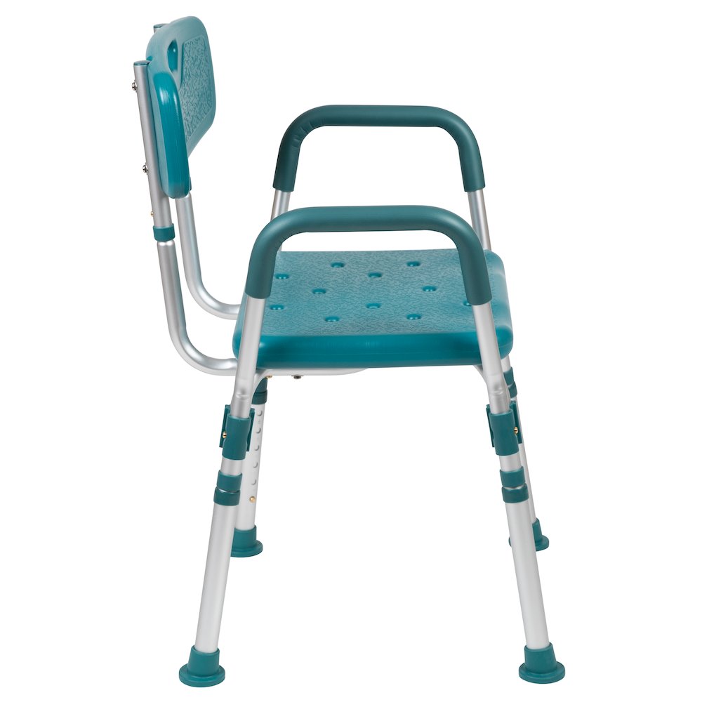 300 Lb. Capacity Adjustable Teal Bath, Shower Chair with Quick Release Back. Picture 13