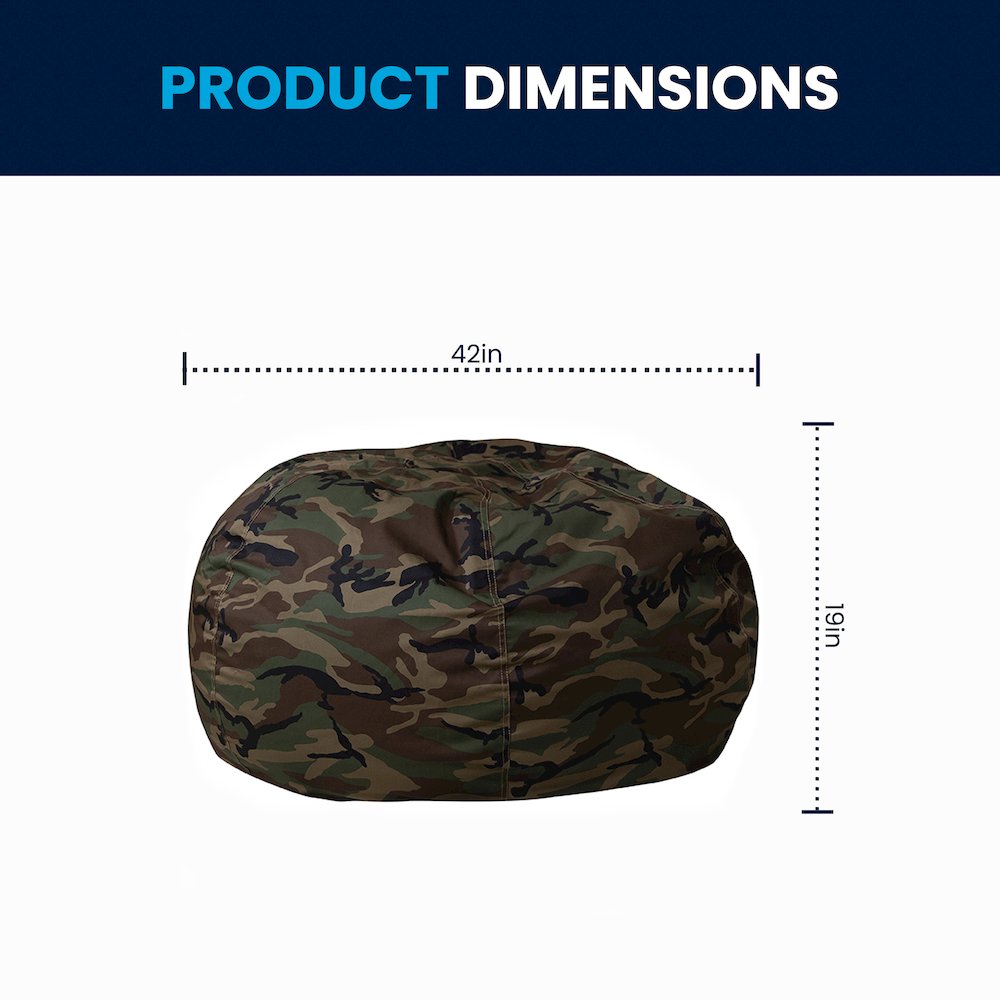 Oversized Camouflage Refillable Bean Bag Chair for All Ages. Picture 8
