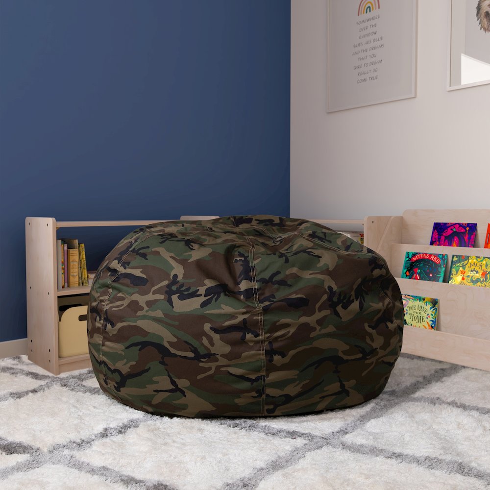 Oversized Camouflage Refillable Bean Bag Chair for All Ages. Picture 3