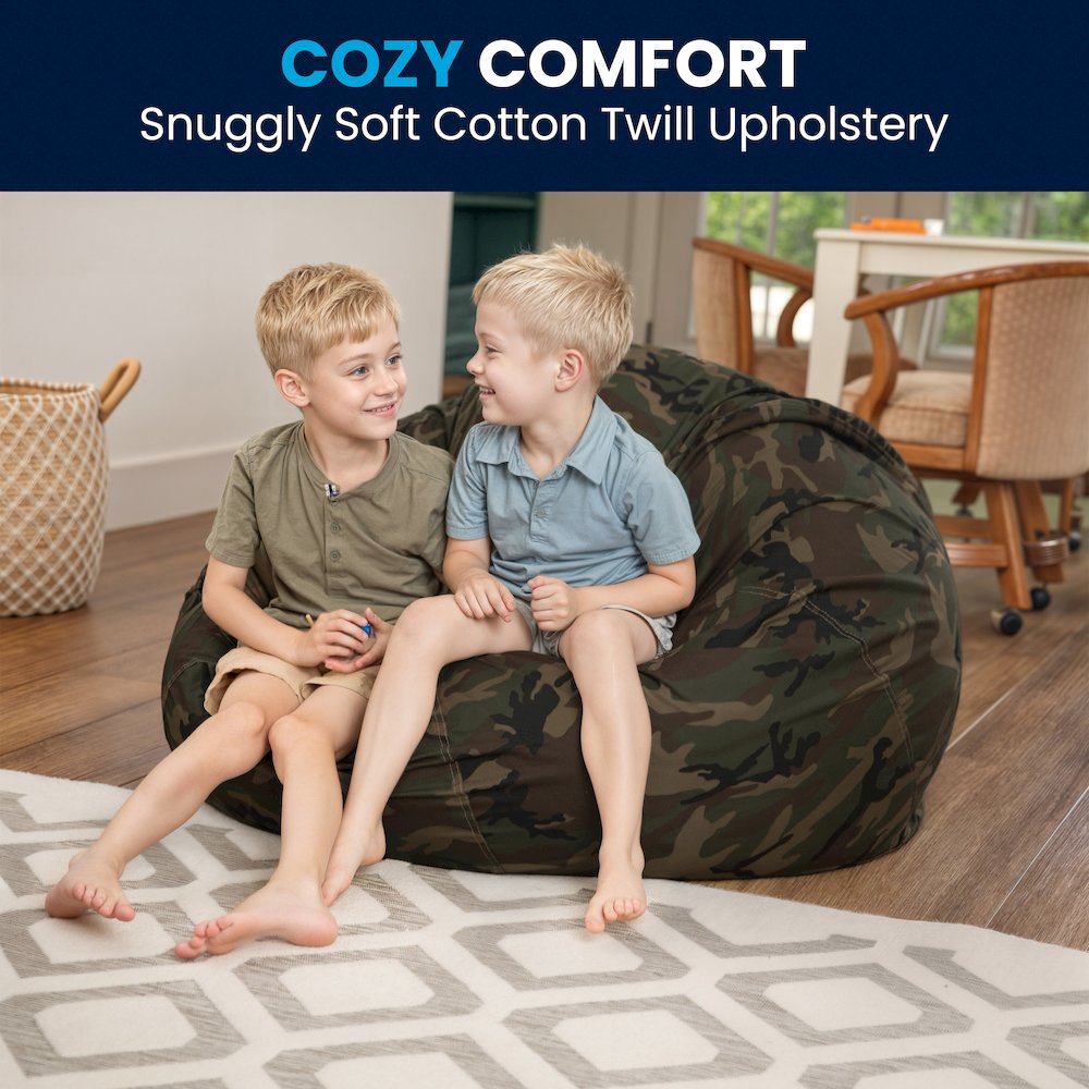 Oversized Camouflage Refillable Bean Bag Chair for All Ages. Picture 2