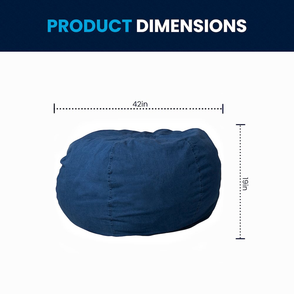 Oversized Denim Refillable Bean Bag Chair for All Ages. Picture 8