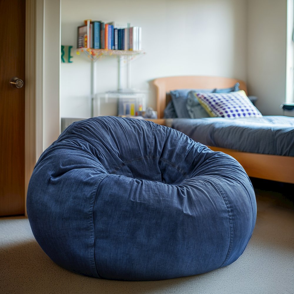 Oversized Denim Refillable Bean Bag Chair for All Ages. Picture 3