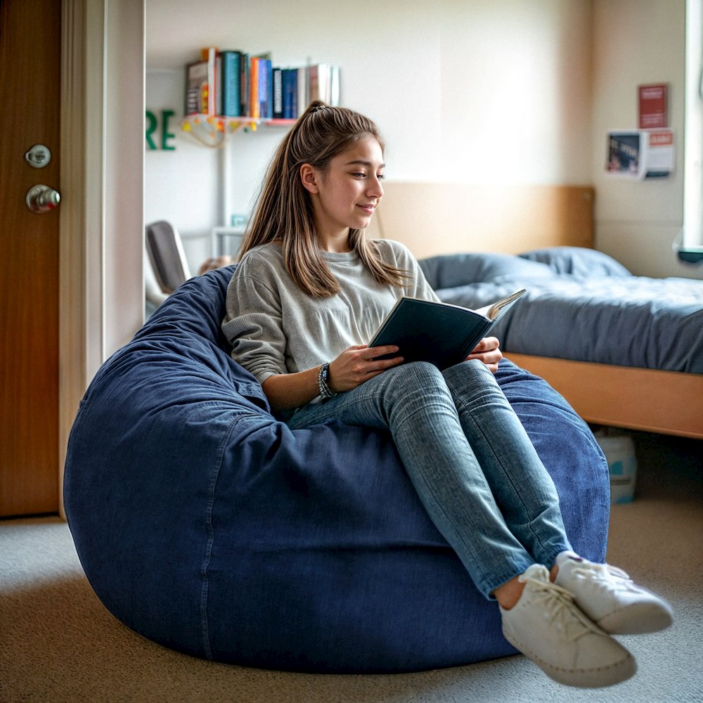 Oversized Denim Refillable Bean Bag Chair for All Ages. Picture 10