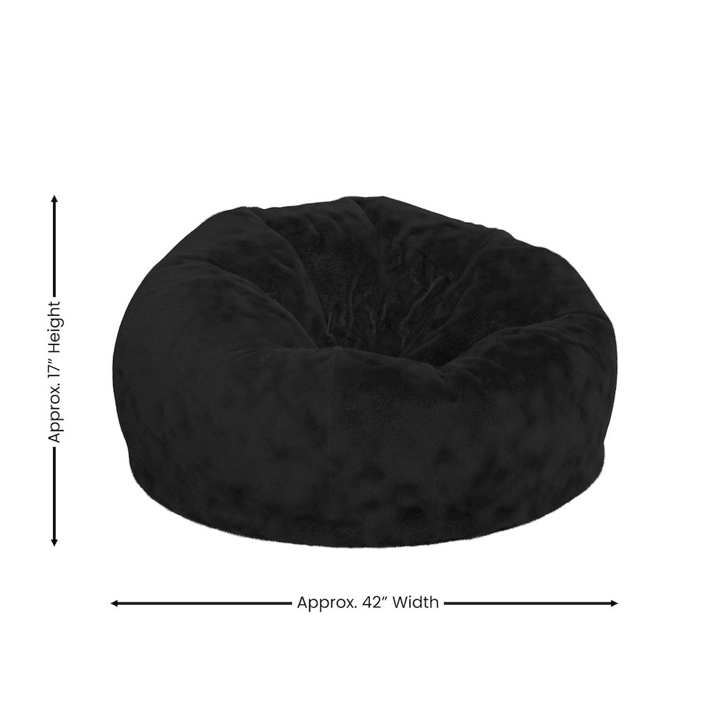 Duncan Oversized Black Furry Refillable Bean Bag Chair for All Ages. Picture 6