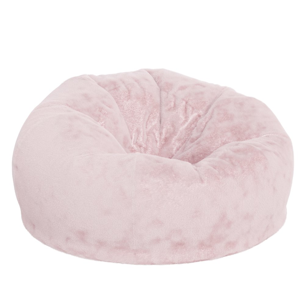 Duncan Oversized Blush Furry Refillable Bean Bag Chair for All Ages. Picture 1
