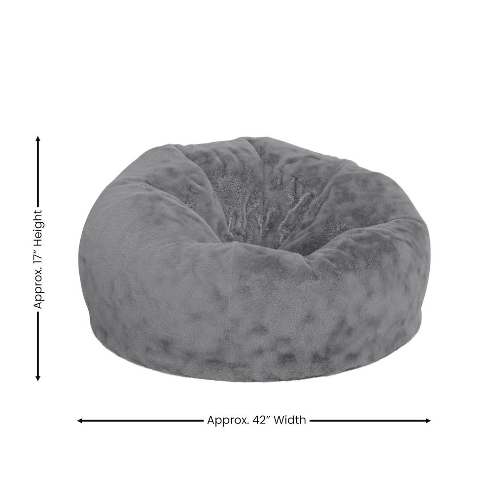 Duncan Oversized Gray Furry Refillable Bean Bag Chair for All Ages. Picture 6