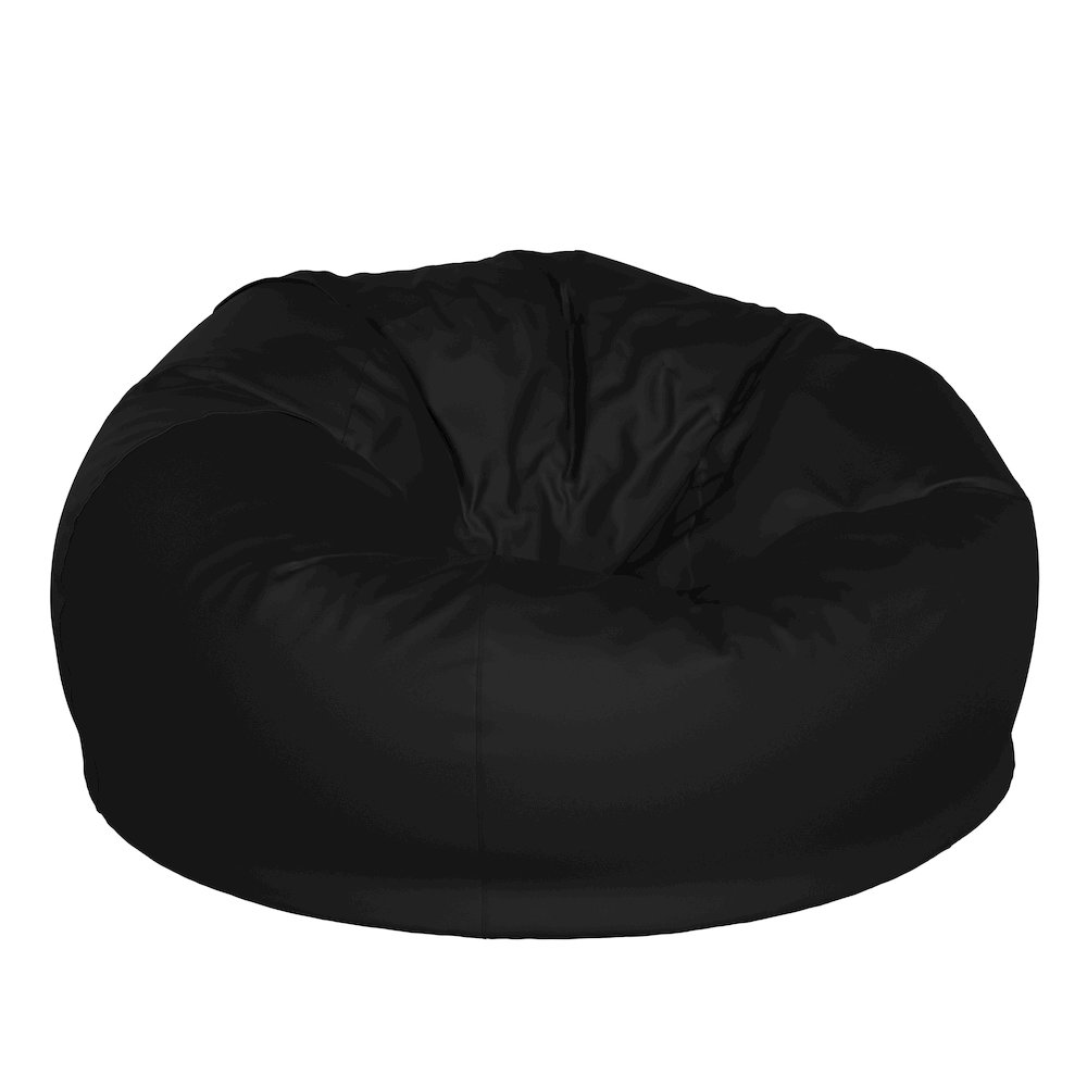 Duncan Oversized Solid Black Refillable Bean Bag Chair for All Ages. Picture 1