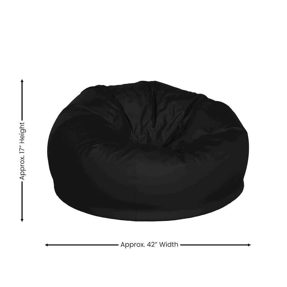 Duncan Oversized Solid Black Refillable Bean Bag Chair for All Ages. Picture 6
