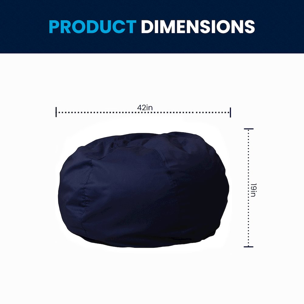 Oversized Solid Navy Blue Refillable Bean Bag Chair for All Ages. Picture 2