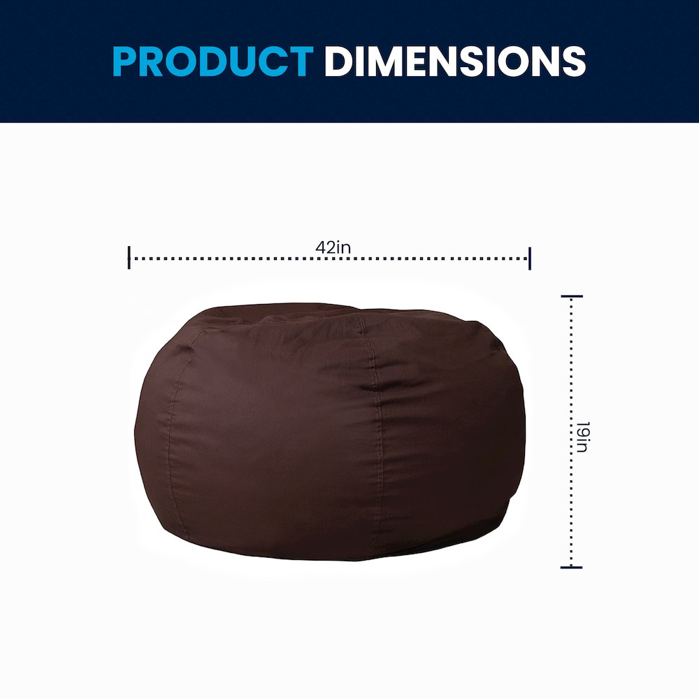 Oversized Solid Brown Refillable Bean Bag Chair for All Ages. Picture 2