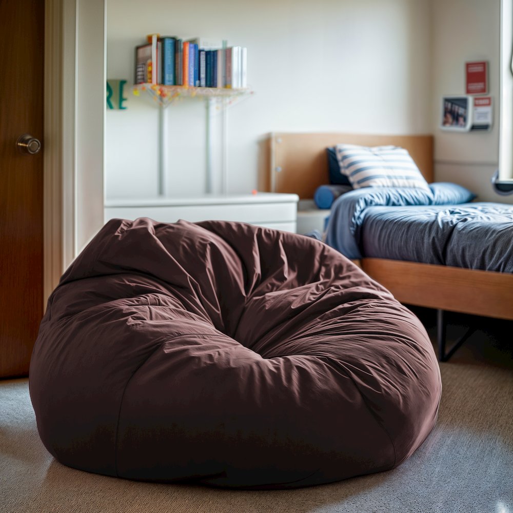 Oversized Solid Brown Refillable Bean Bag Chair for All Ages. Picture 6