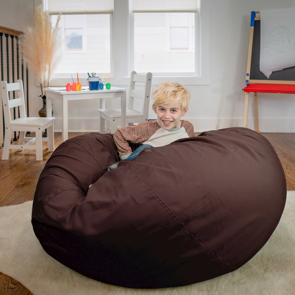 Oversized Solid Brown Refillable Bean Bag Chair for All Ages. Picture 7