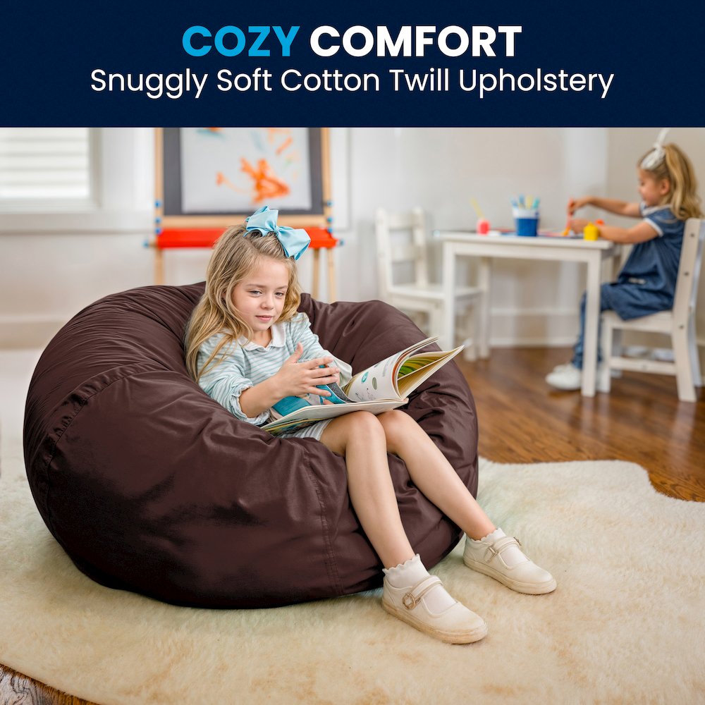 Oversized Solid Brown Refillable Bean Bag Chair for All Ages. Picture 10