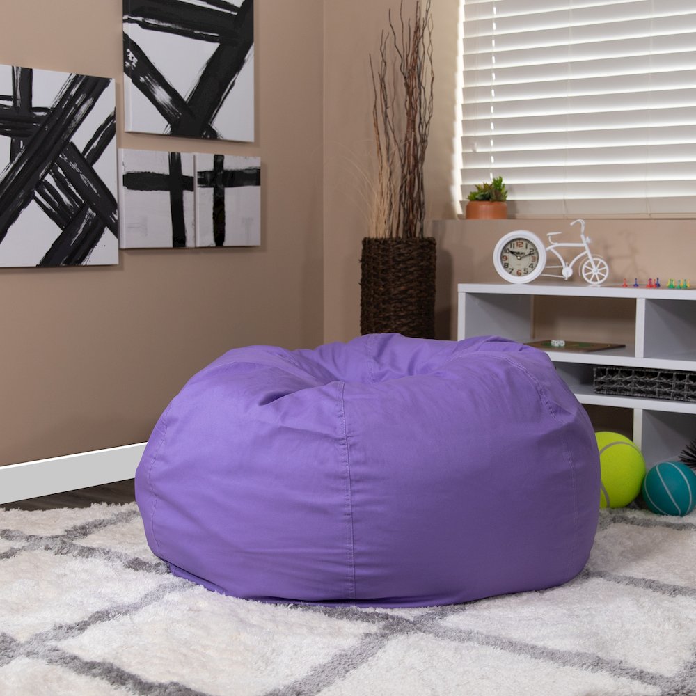 Oversized Solid Purple Refillable Bean Bag Chair for All Ages. Picture 3