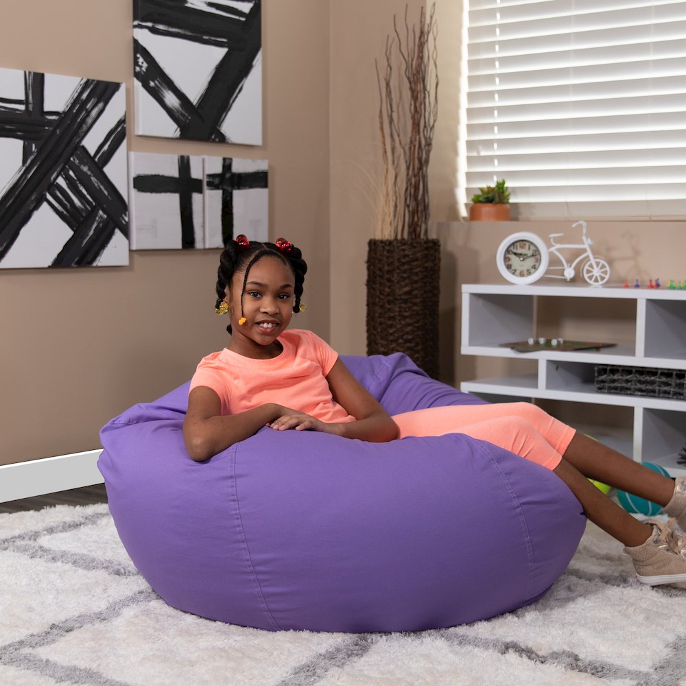 Oversized Solid Purple Refillable Bean Bag Chair for All Ages. Picture 2