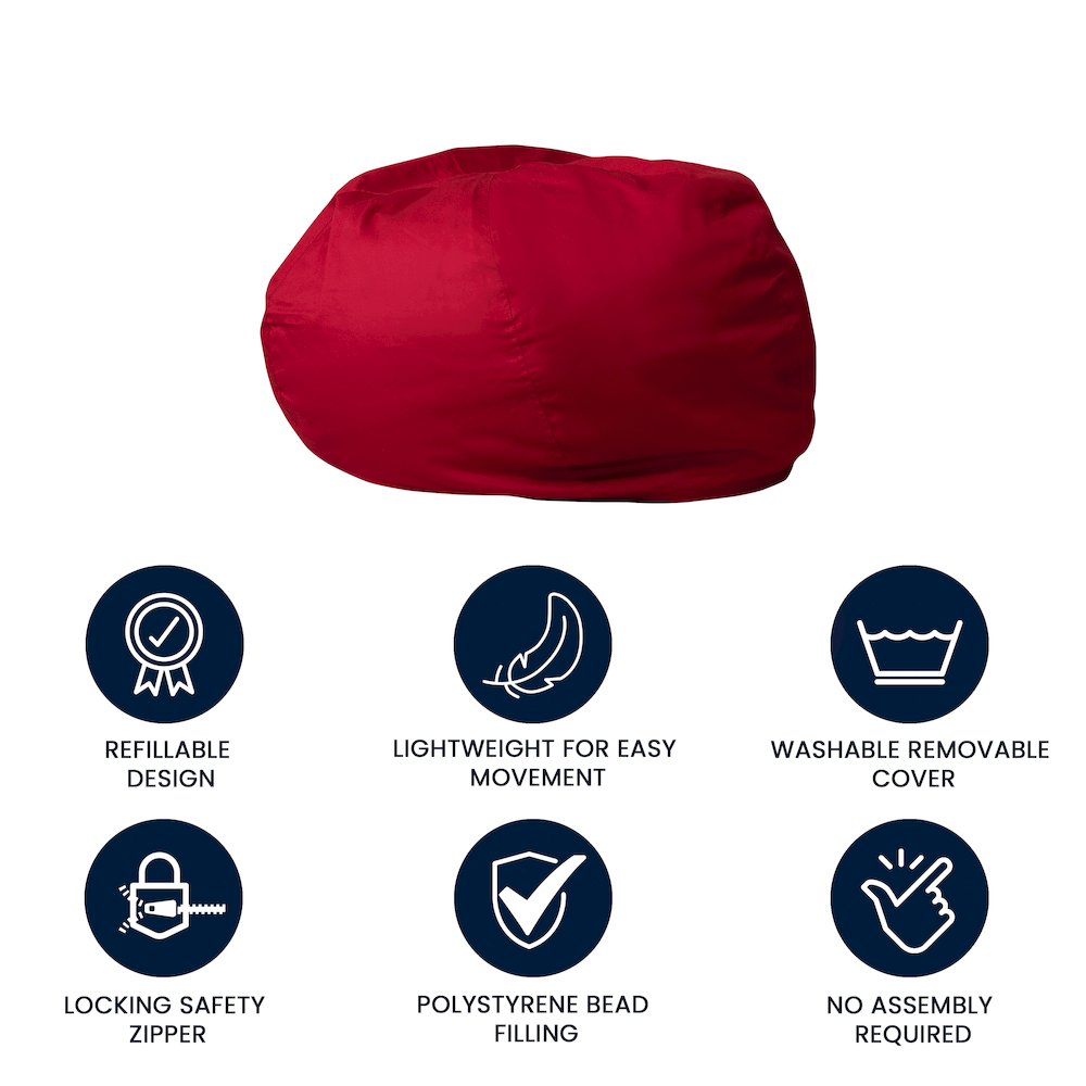 Oversized Solid Red Refillable Bean Bag Chair for All Ages. Picture 5