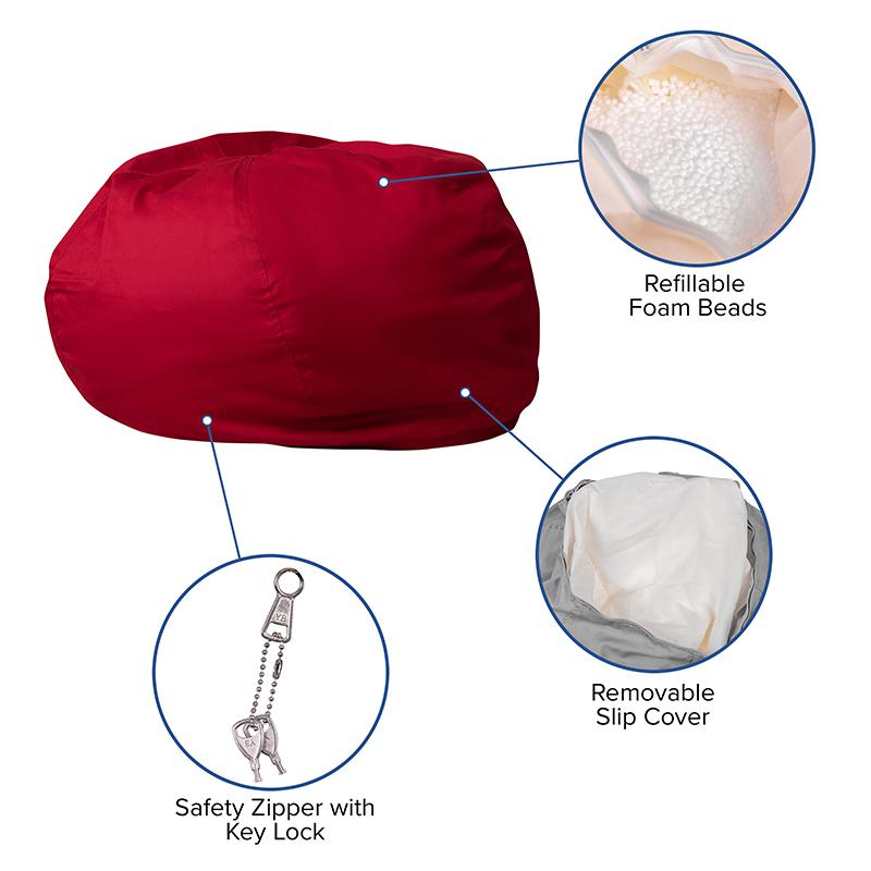 Oversized Solid Red Refillable Bean Bag Chair for All Ages. Picture 5