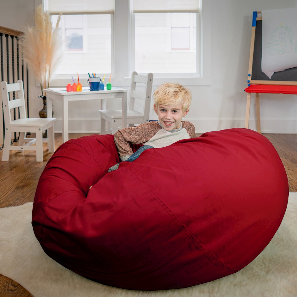 Oversized Solid Red Refillable Bean Bag Chair for All Ages. Picture 7
