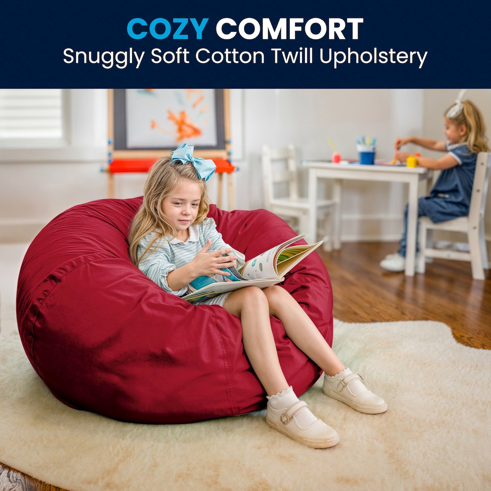 Oversized Solid Red Refillable Bean Bag Chair for All Ages. Picture 10