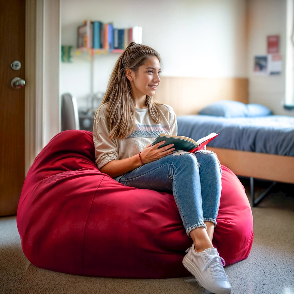 Oversized Solid Red Refillable Bean Bag Chair for All Ages. Picture 11