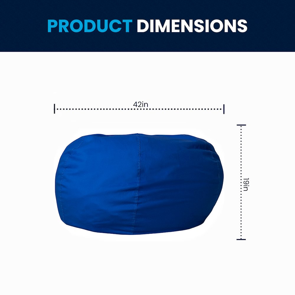 Oversized Solid Royal Blue Refillable Bean Bag Chair for All Ages. Picture 2