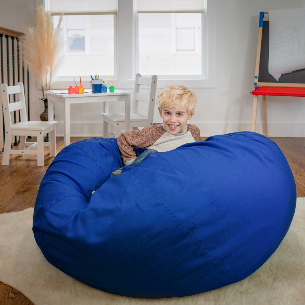 Oversized Solid Royal Blue Refillable Bean Bag Chair for All Ages. Picture 7