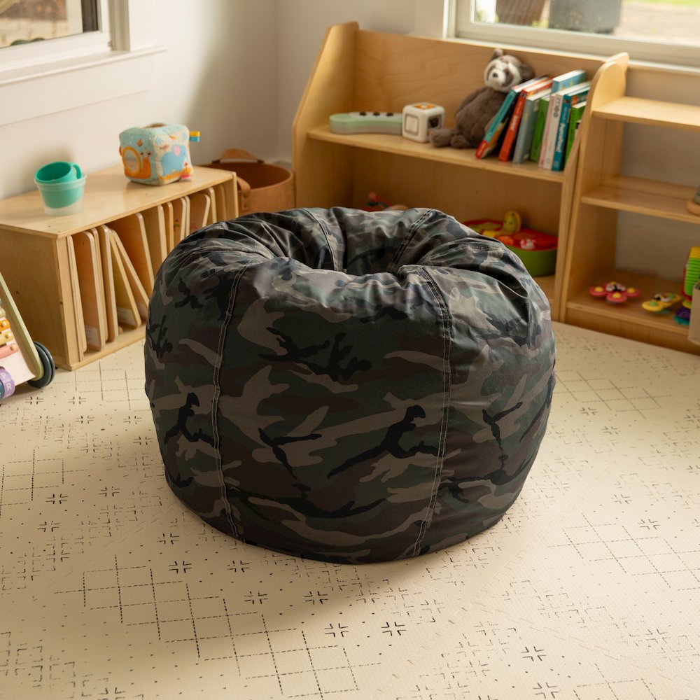 Small Camouflage Refillable Bean Bag Chair for Kids and Teens. Picture 3