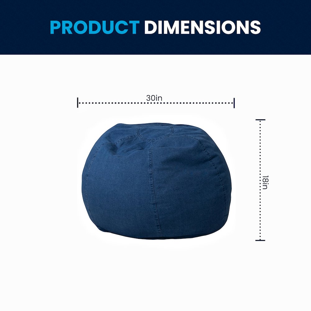 Small Denim Refillable Bean Bag Chair for Kids and Teens. Picture 2