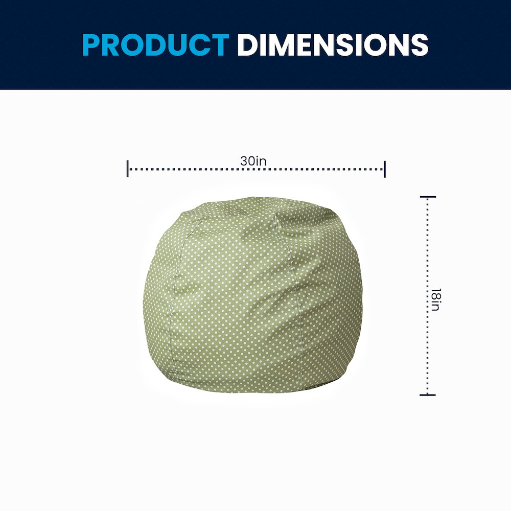 Small Green Dot Refillable Bean Bag Chair for Kids and Teens. Picture 2