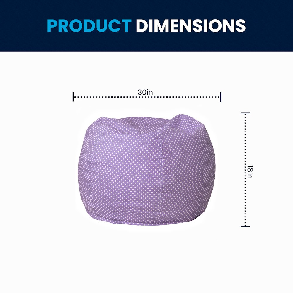 Small Lavender Dot Refillable Bean Bag Chair for Kids and Teens. Picture 8