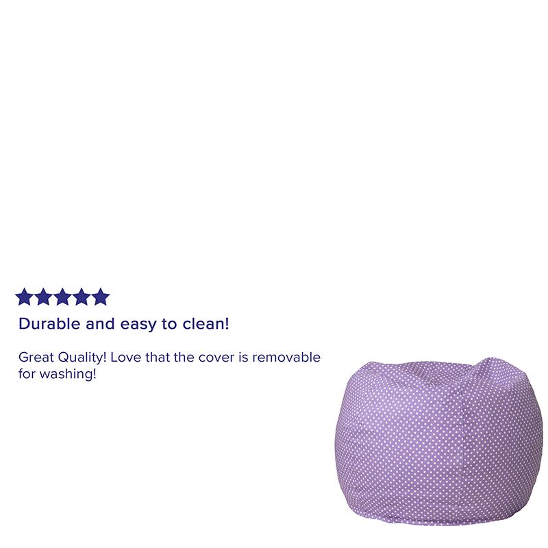 Small Lavender Dot Refillable Bean Bag Chair for Kids and Teens. Picture 8