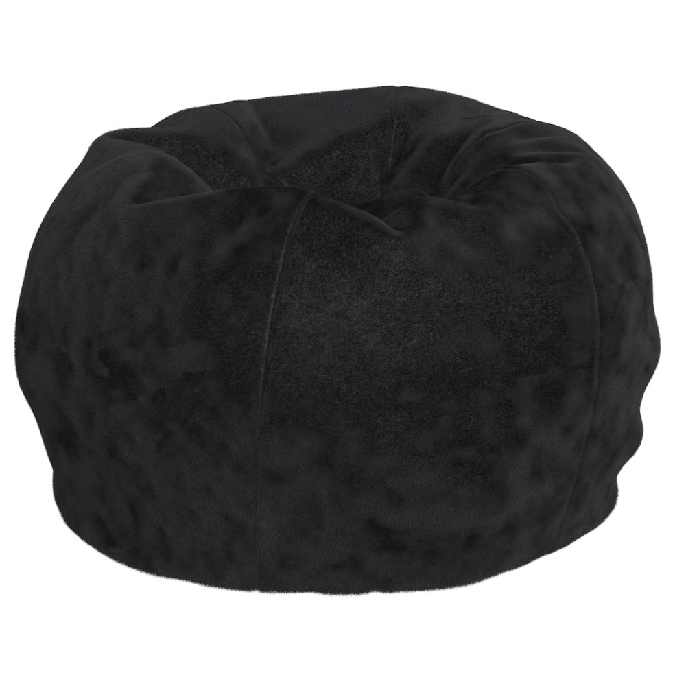 Dillon Small Black Furry Refillable Bean Bag Chair for Kids and Teens. Picture 1