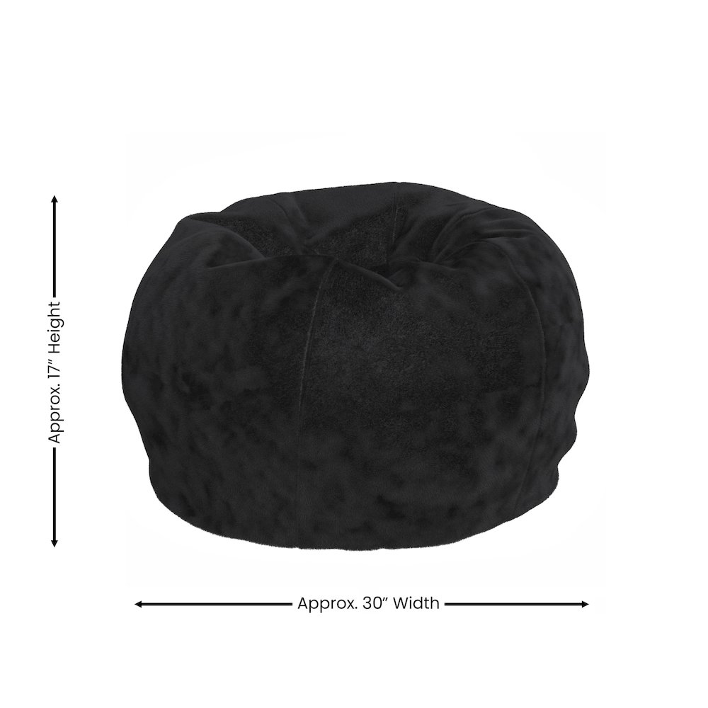 Dillon Small Black Furry Refillable Bean Bag Chair for Kids and Teens. Picture 6