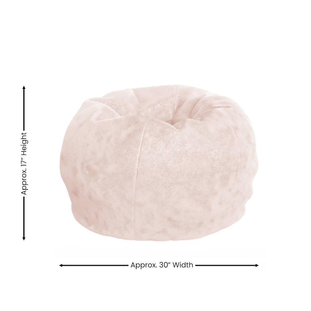 Dillon Small Blush Furry Refillable Bean Bag Chair for Kids and Teens. Picture 6