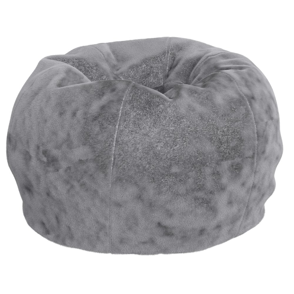 Dillon Small Gray Furry Refillable Bean Bag Chair for Kids and Teens. Picture 1