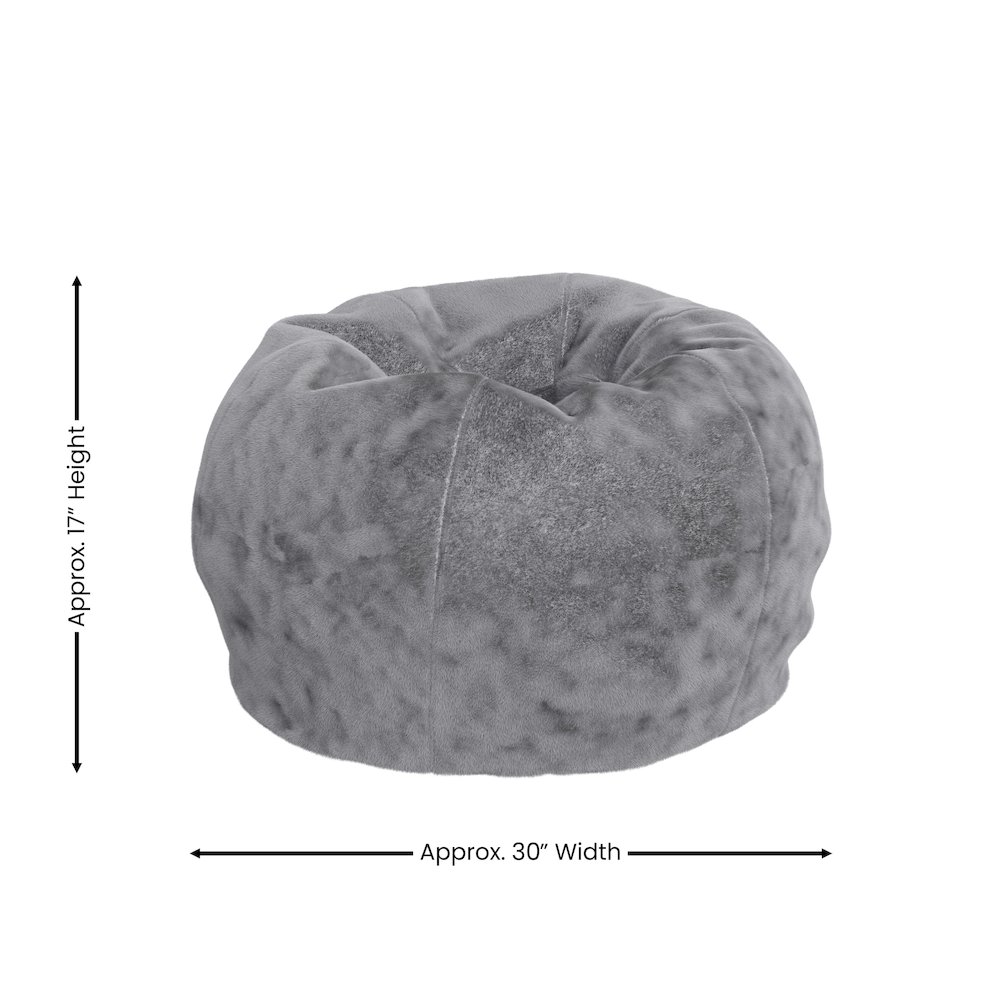 Dillon Small Gray Furry Refillable Bean Bag Chair for Kids and Teens. Picture 6