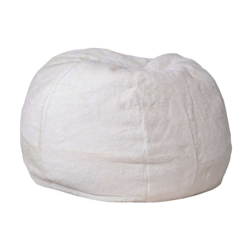 Small White Furry Refillable Bean Bag Chair for Kids and Teens. Picture 1