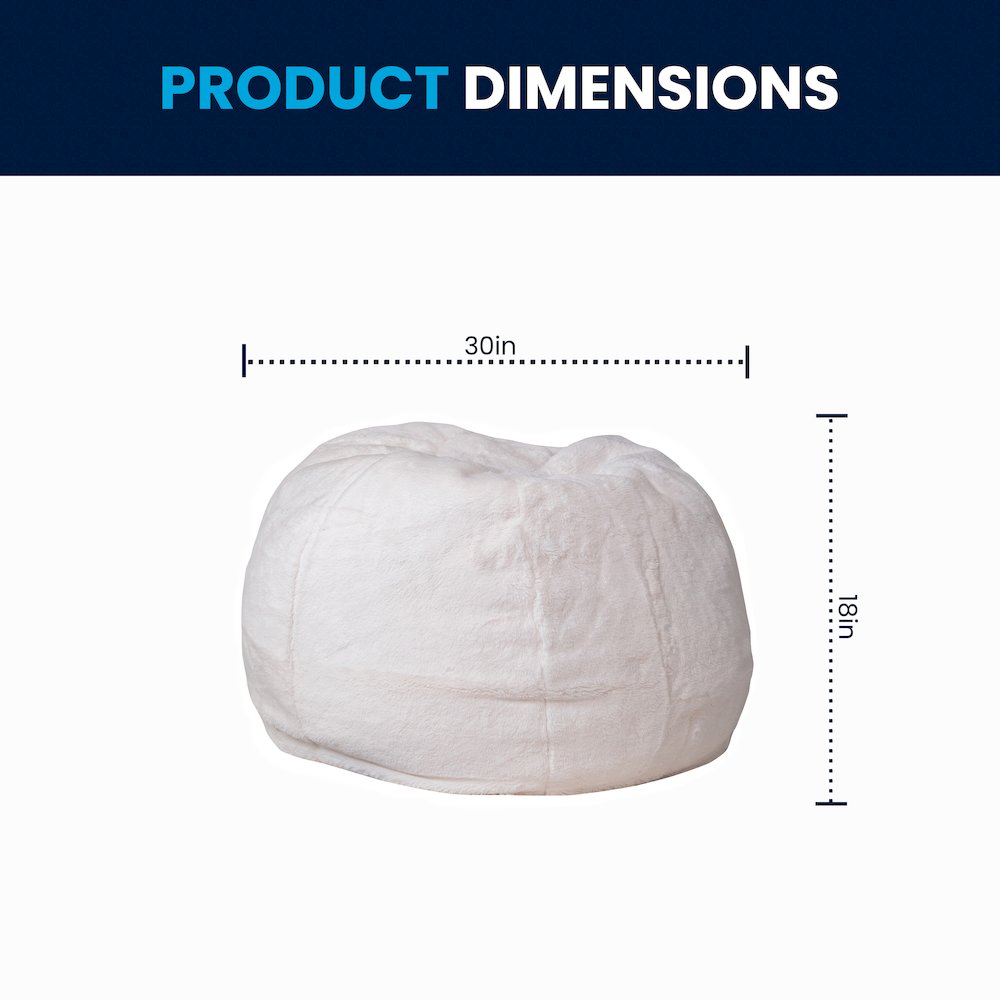 Small White Furry Refillable Bean Bag Chair for Kids and Teens. Picture 8