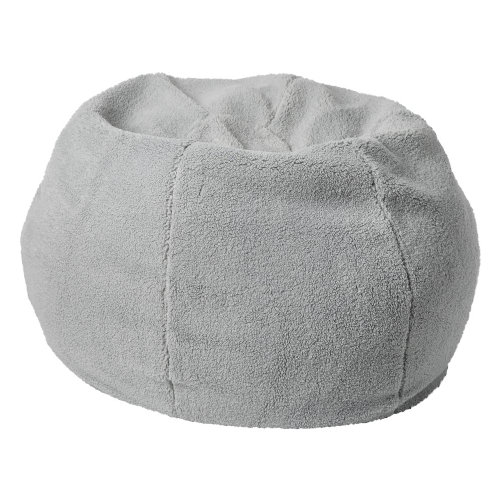 Dillon Small Gray Faux Sherpa Refillable Bean Bag Chair for Kids and Teens. Picture 1