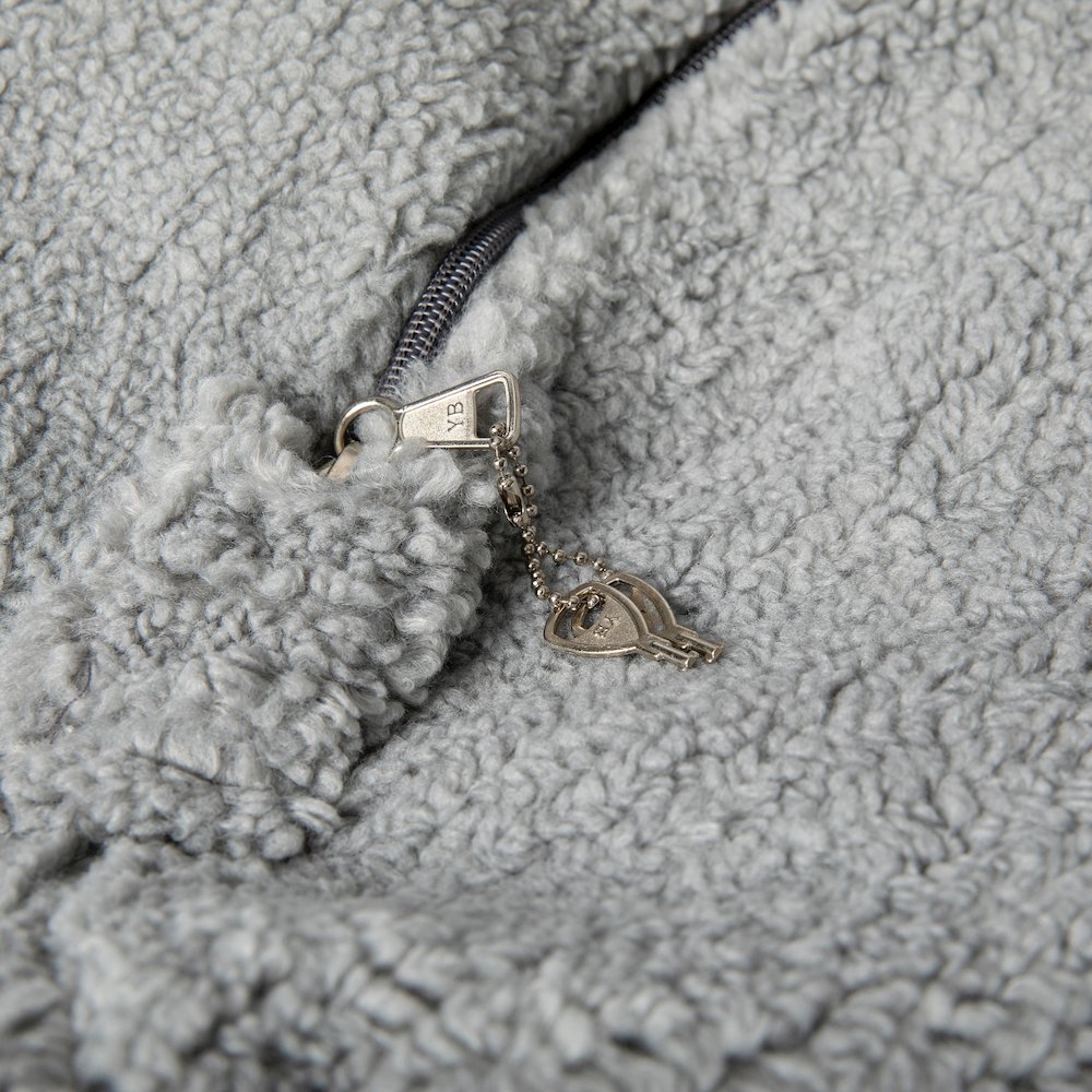 Dillon Small Gray Faux Sherpa Refillable Bean Bag Chair for Kids and Teens. Picture 7