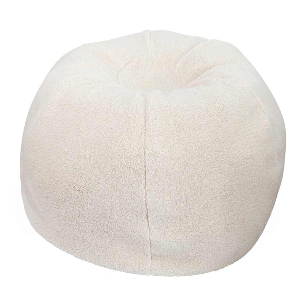 Dillon Small Natural Faux Sherpa Refillable Bean Bag Chair for Kids and Teens. Picture 1