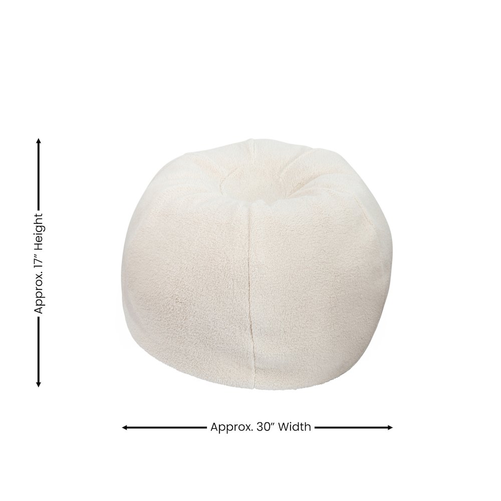 Dillon Small Natural Faux Sherpa Refillable Bean Bag Chair for Kids and Teens. Picture 6