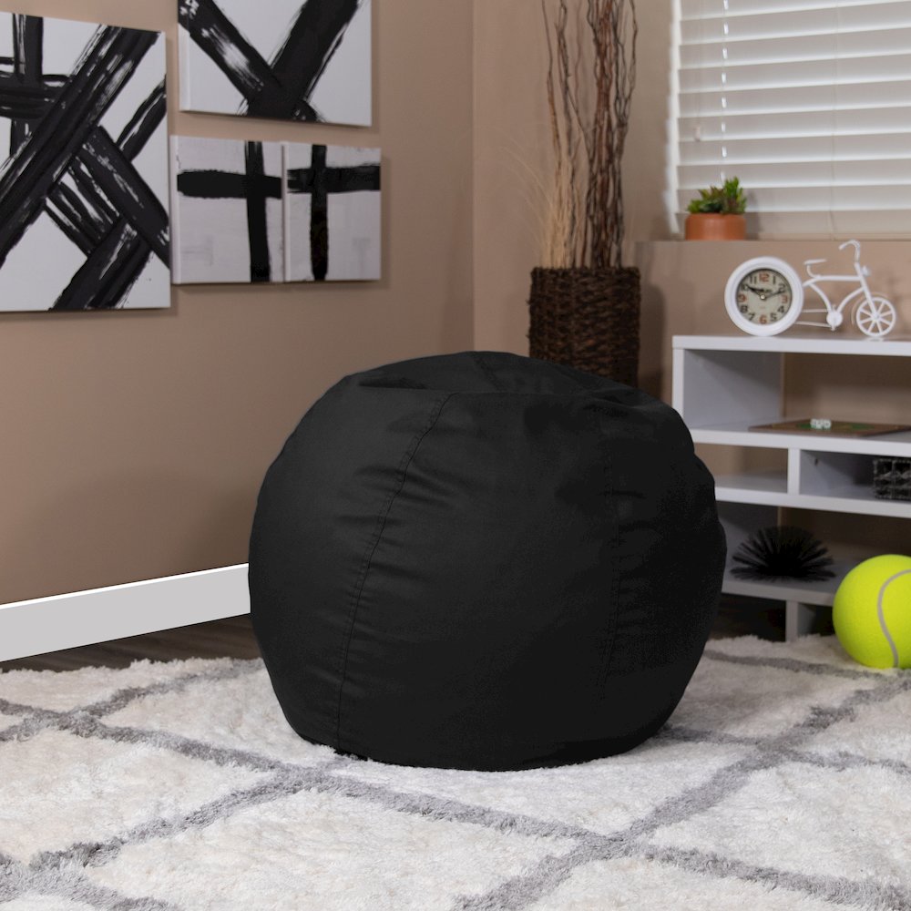 Dillon Small Solid Black Refillable Bean Bag Chair for Kids and Teens. Picture 2