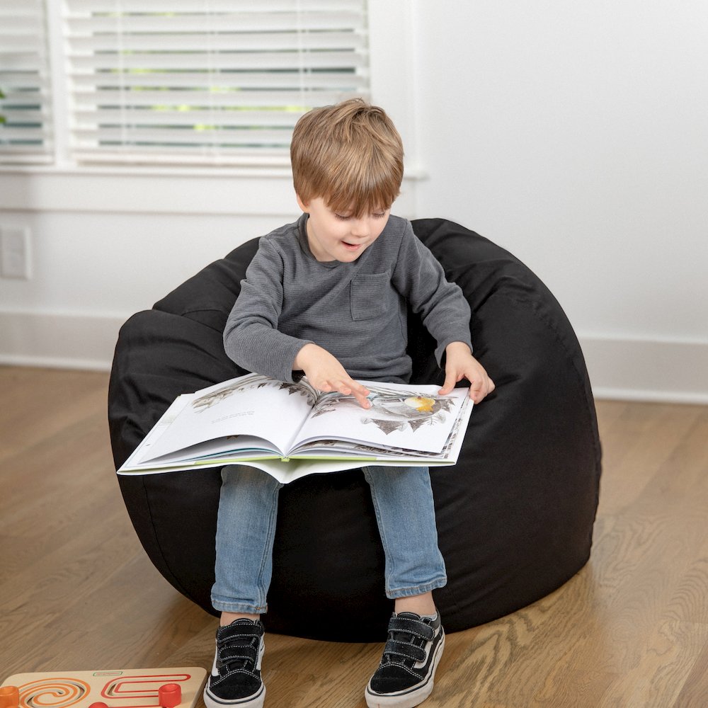 Dillon Small Solid Black Refillable Bean Bag Chair for Kids and Teens. Picture 3