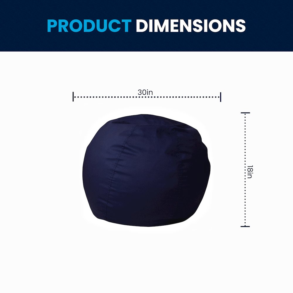 Small Solid Navy Blue Refillable Bean Bag Chair for Kids and Teens. Picture 8