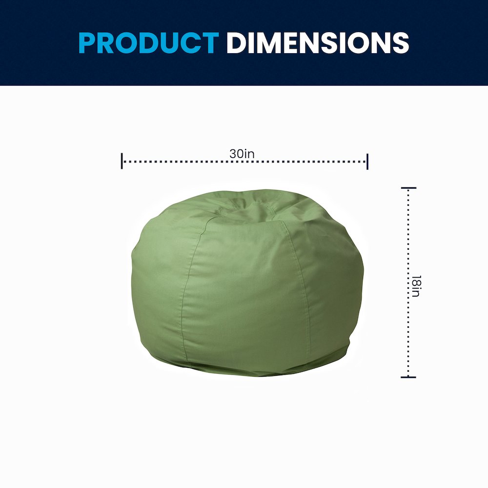 Small Solid Green Refillable Bean Bag Chair for Kids and Teens. Picture 2